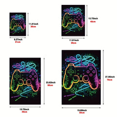 Neon Gaming Controller Canvas Print Poster Home Decor