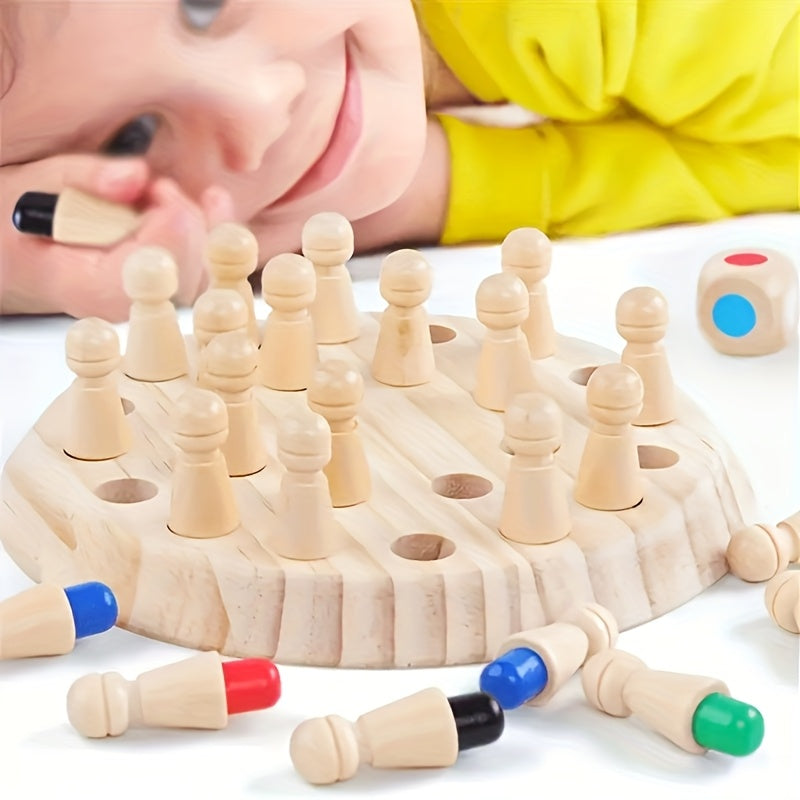 Wooden Memory Matching Game for Kids Circular Board Focus Training Toy