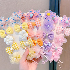 10pcs Flower Bow Hair Clips Hairpin Headwear Hair Accessories Children's Gift
