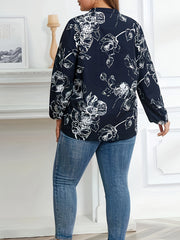  Floral Print Lantern Sleeve Tunic Top