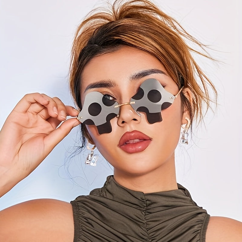 Y2K Mushroom Sunglasses UV400 Kpop Rimless Glasses Beach Party Club