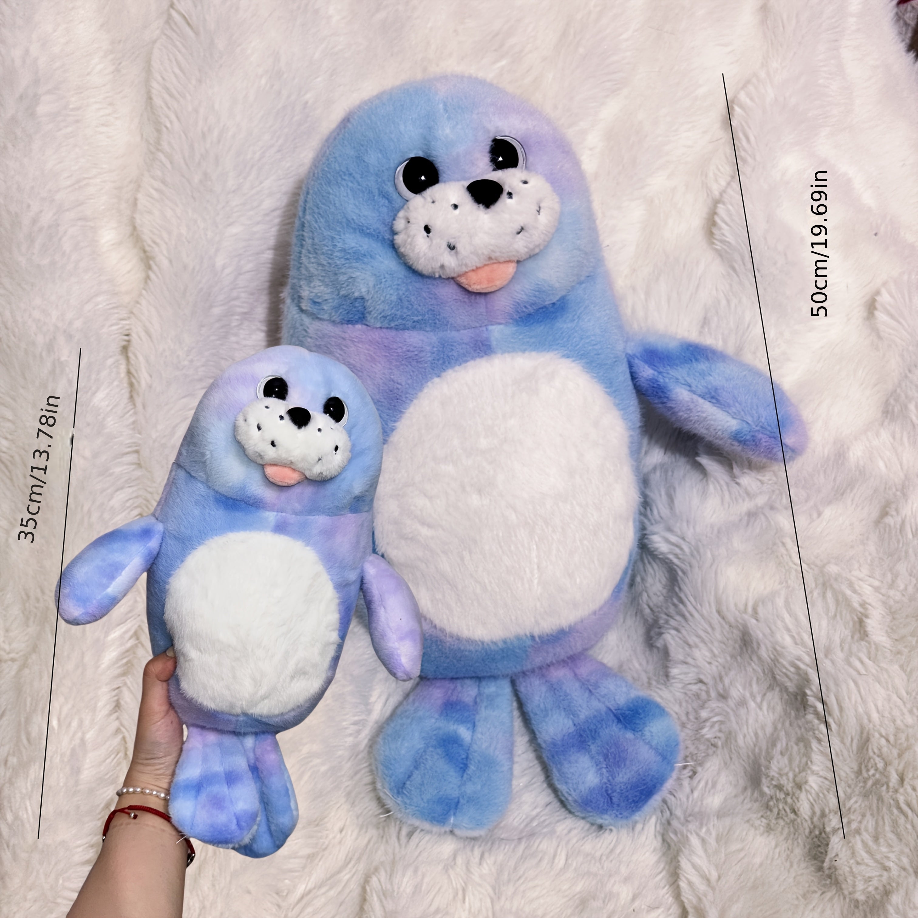 JIAJCHUF Tie Dye Plush Seal Soft Pastel & Purple Stuffed Animal Toy