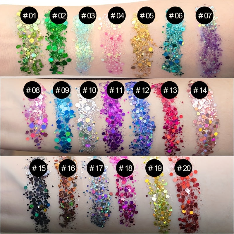 20 Colors Body & Face Glitter Sequins Shimmer Liquid Eyeshadow