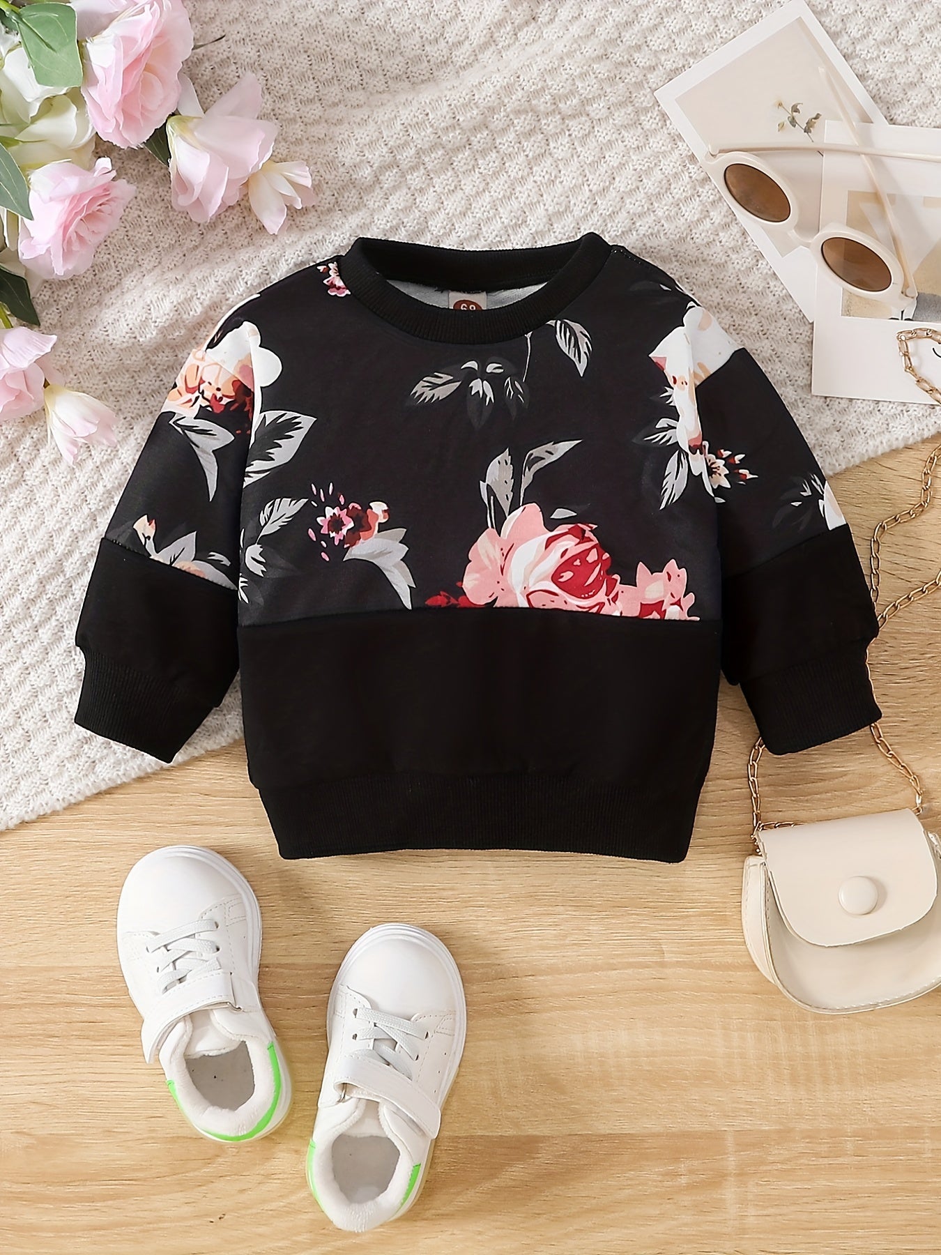 Toddler Baby Girls Sweatshirt Floral Print Long Sleeve Pullover Top
