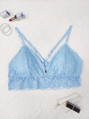  Sexy Lace Trim Bralette Linked Solid Bra