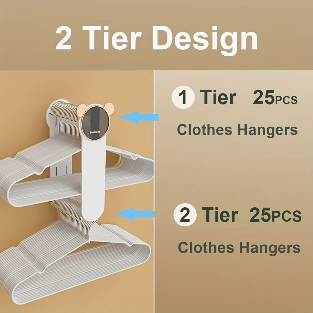 Telescoping Hanger Storage Organizer Holds Up To 50 Hangers