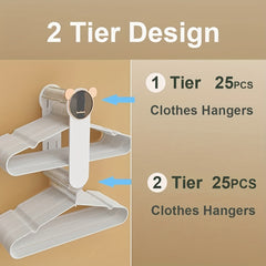Telescoping Hanger Storage Organizer Holds Up To 50 Hangers