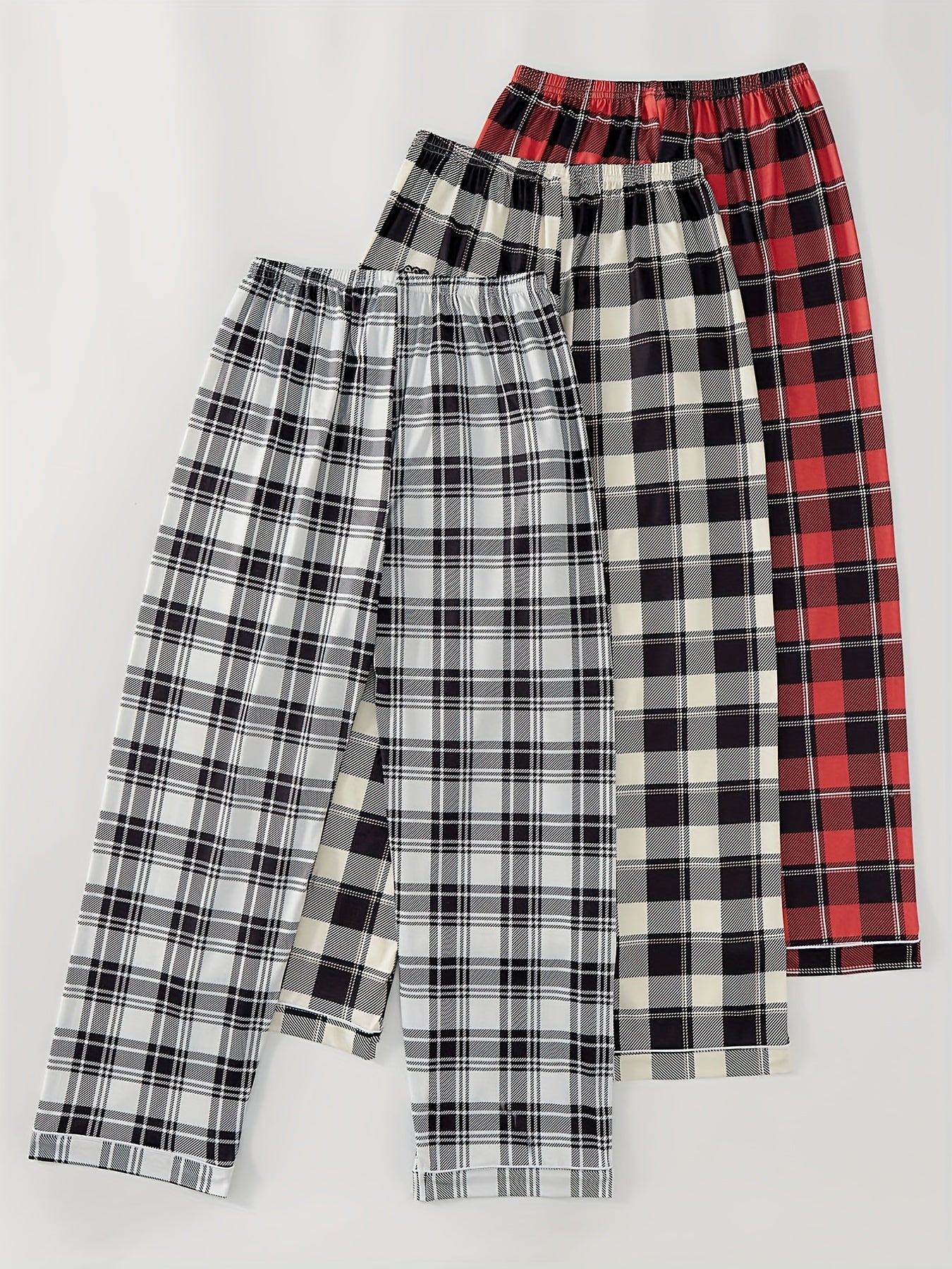 Plaid Lounge Pants Elastic Waist Womens Loungewear