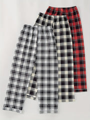 Plaid Lounge Pants Elastic Waist Womens Loungewear