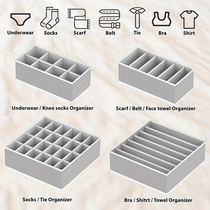 4pcs Closet Underwear Organizer Drawer Divider for Home & Outdoor Storage
