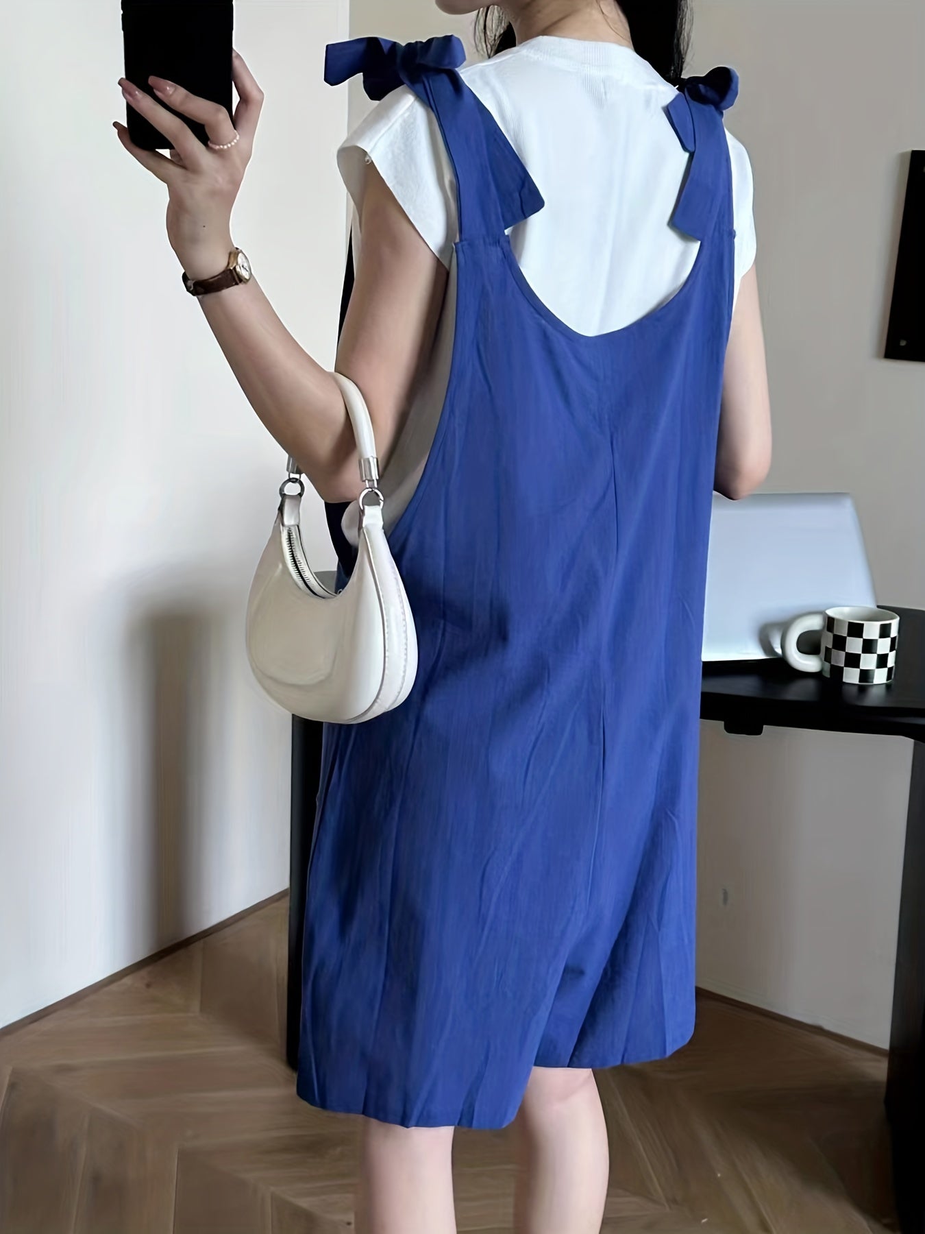 Patched Pockets Overall Jumpsuit Casual Solid Overall Jumpsuit
