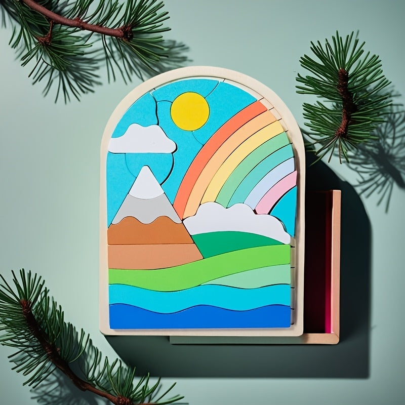 Colorful Geometric Wood Puzzle Set - Brain Power Memory Test