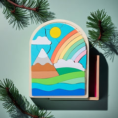 Colorful Geometric Wood Puzzle Set - Brain Power Memory Test