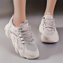 Women's Mesh Chunky Sneakers Breathable Lace Up Low Top Sports Shoes