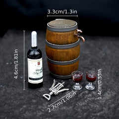 Micro Wine Scene Ornament Micro Oak Barrel Dollhouse Accessories