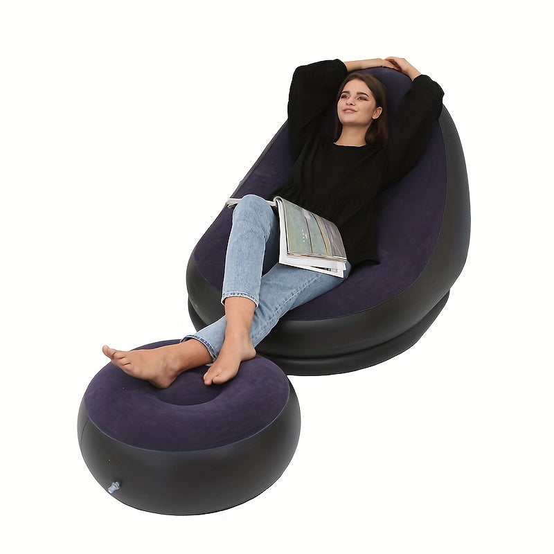Portable Air Lazy Sofa Inflatable Lounger Air Couch With Footrest