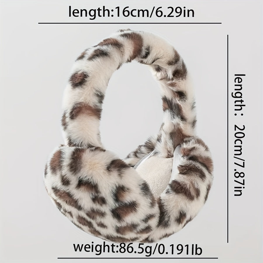 Leopard Print Earmuffs Soft Warm Polyester Brown