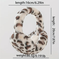 Leopard Print Earmuffs Soft Warm Polyester Brown