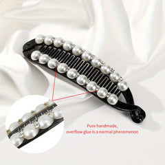 Faux Pearl Rhinestone Hair Claws Clip Fish Shape Banana Barrettes Hairpins