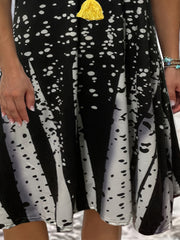  Casual Dress Women's Plus Print Round Neck Button Decor Dress