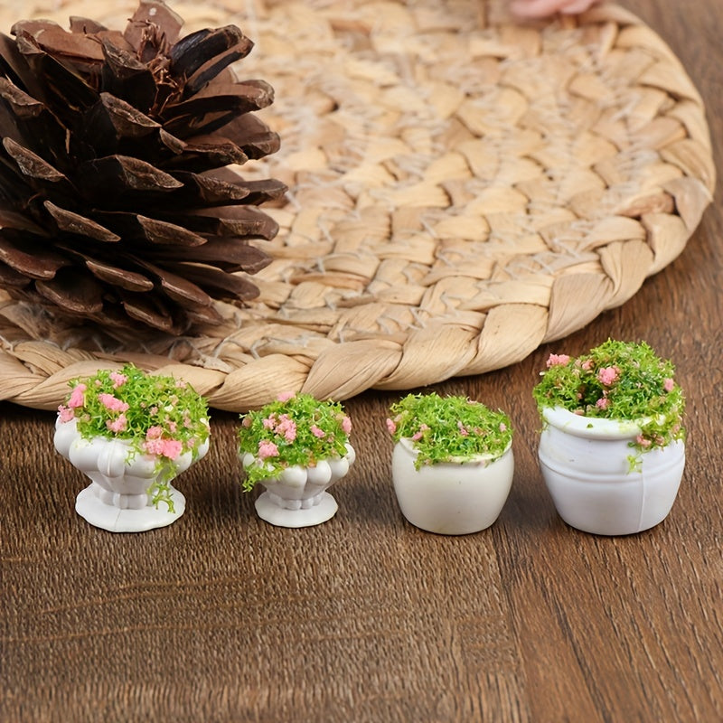 2pcs Green Plant Bonsai Flower Pots Dollhouse Furniture Accessories
