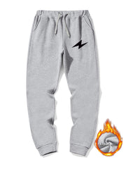 Lightning Print Men's Warm Jogger Sweatpants
