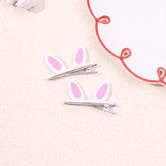 2pcs Rabbit Ears Decor Hair Clip Duck Billed Clip Sweet Hair Clip