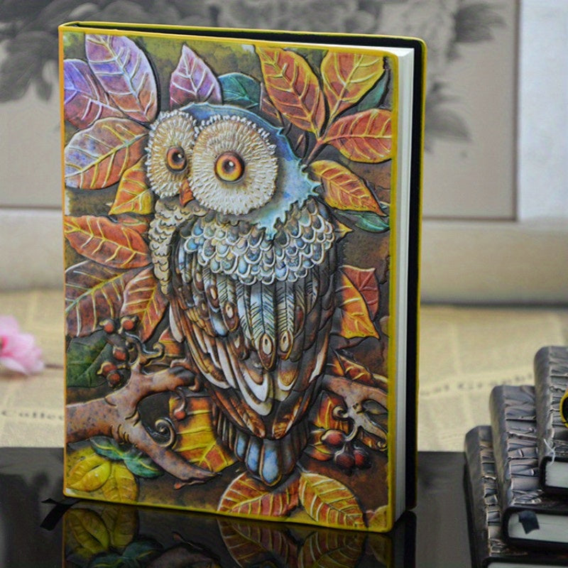 Embossed Owl Diary Notebook A5 100 Sheets Retro Style