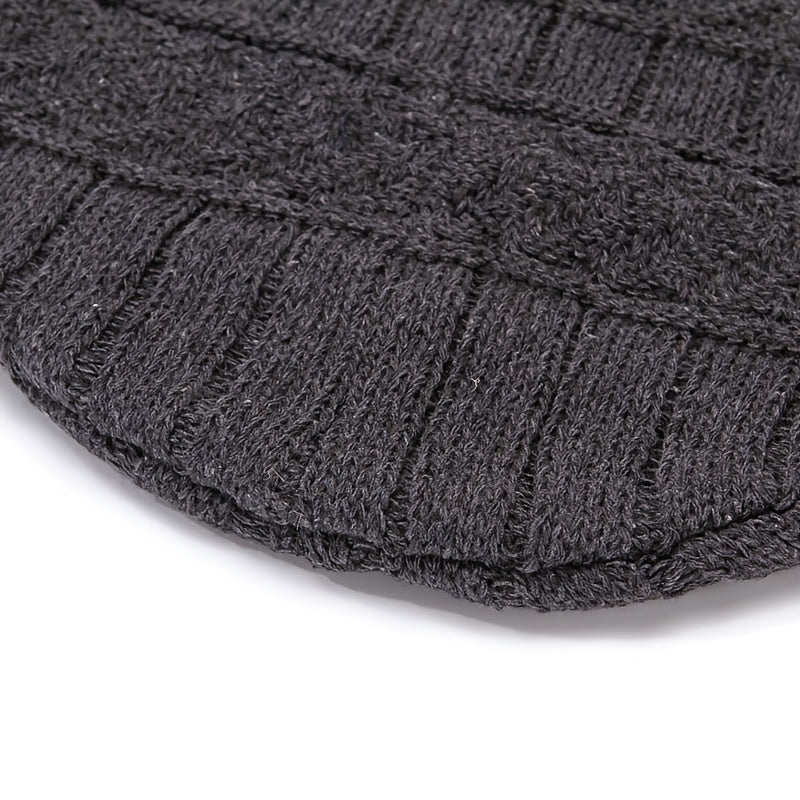 Men's Knitted Plush Beanie Hat Scarf Set