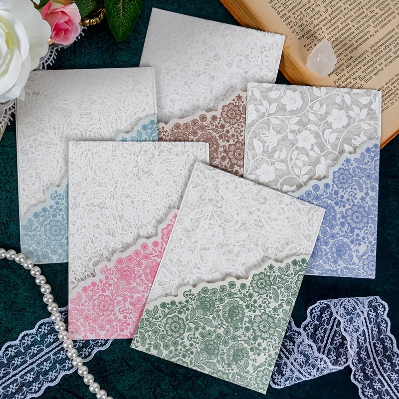 6-Piece Retro DIY Decor Sticker Set with Lace & Love Song Designs