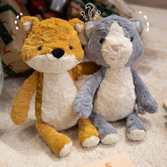 Cartoon Animal Plush Dolls - Dog, Monkey, Panda, Fox, Cat
