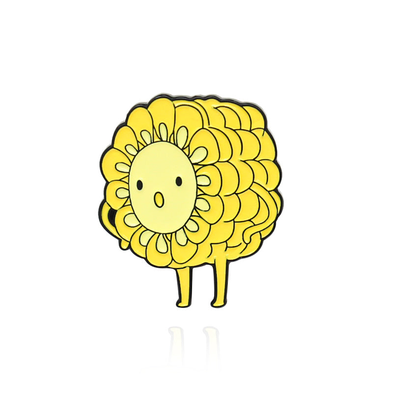 Yellow Corn Cartoon Brooch For Men