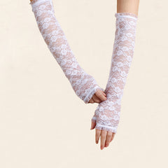 Lace Fingerless Gloves Long Arm Warmers
