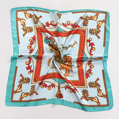 Square Satin Scarf Classic Horse Print Neckerchief Shawl Bandana