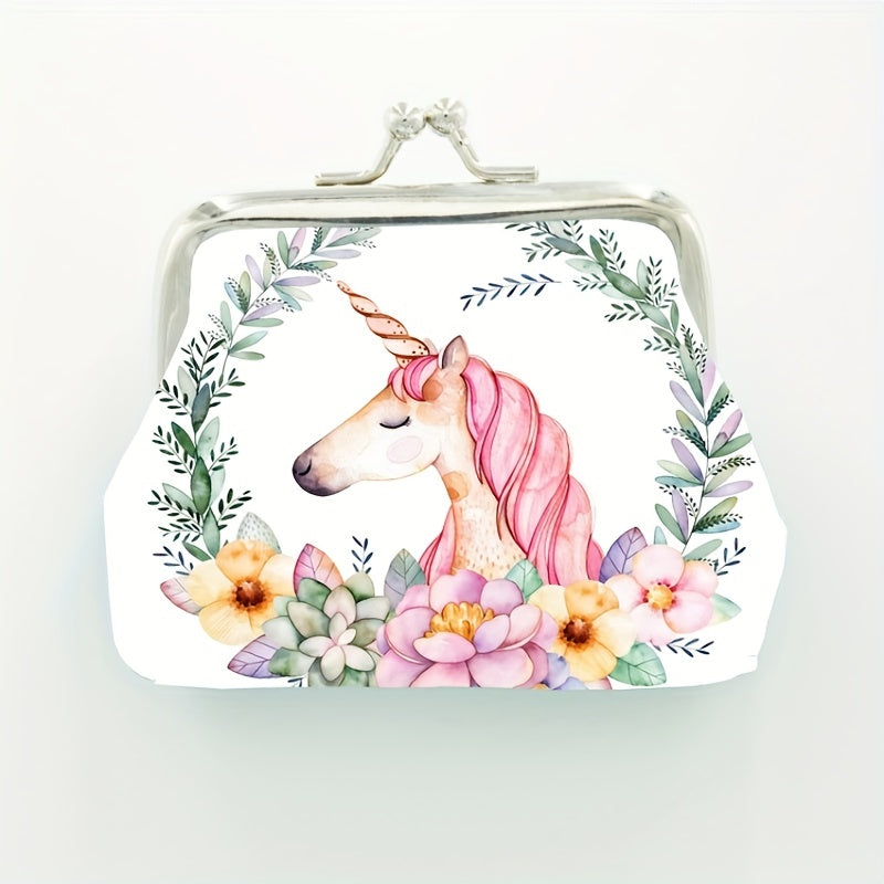 Cartoon Unicorn Graphic Coin Purse Wallet Portable Bag for Girls