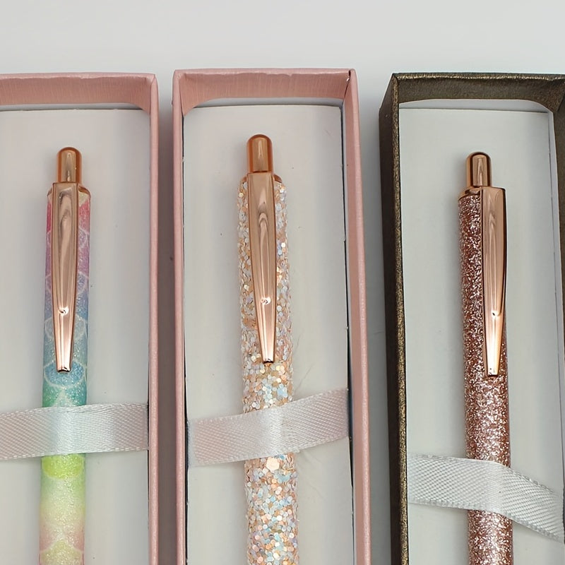 PU Golden Onion Glitter Metal Gift Ballpoint Pen For Women Girls