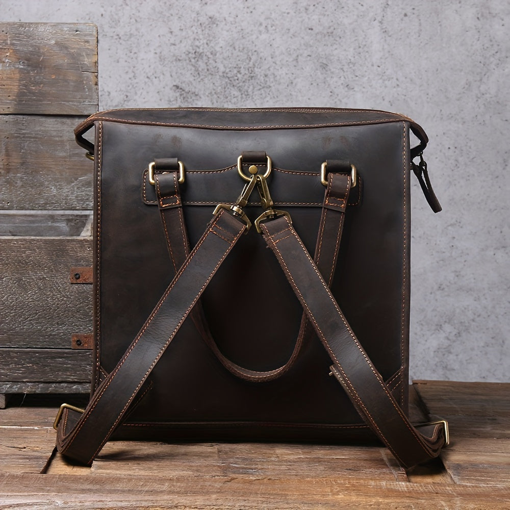 Retro Cowhide Backpack Men's Hand Held Briefcase