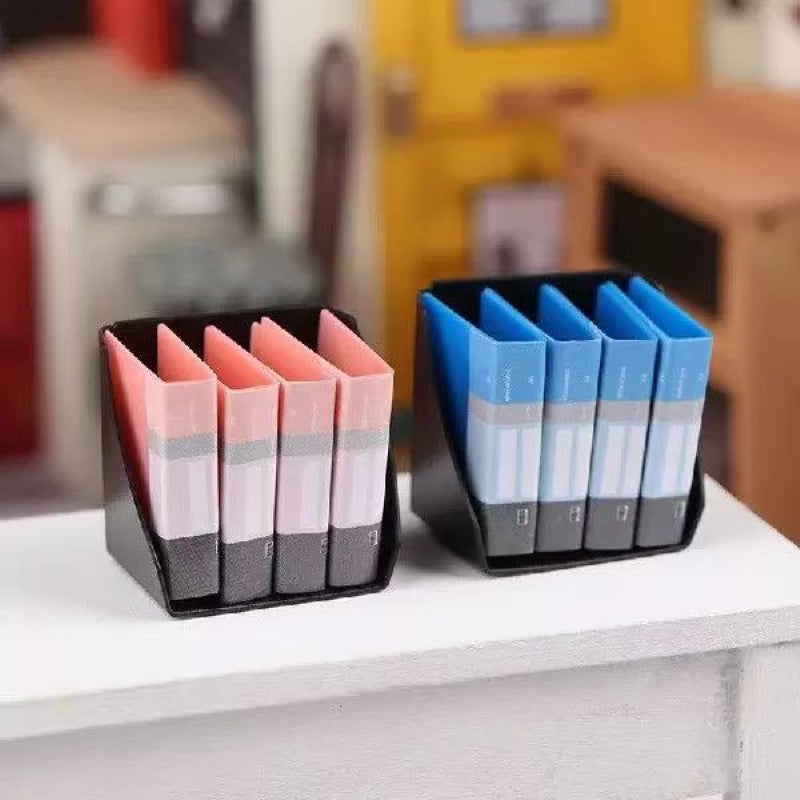 Mini Dollhouse Folders with Stickers Realistic Office Supplies