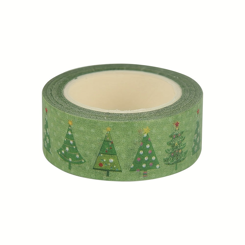 1pc Christmas Washi Tape Green Bottom Christmas Tree Pattern