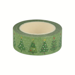 1pc Christmas Washi Tape Green Bottom Christmas Tree Pattern