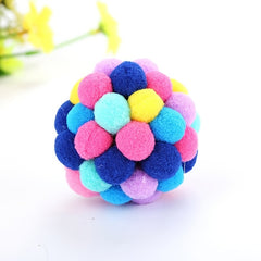 Colorful Plush Ball Cat Toy with Bell - Assorted Varieties