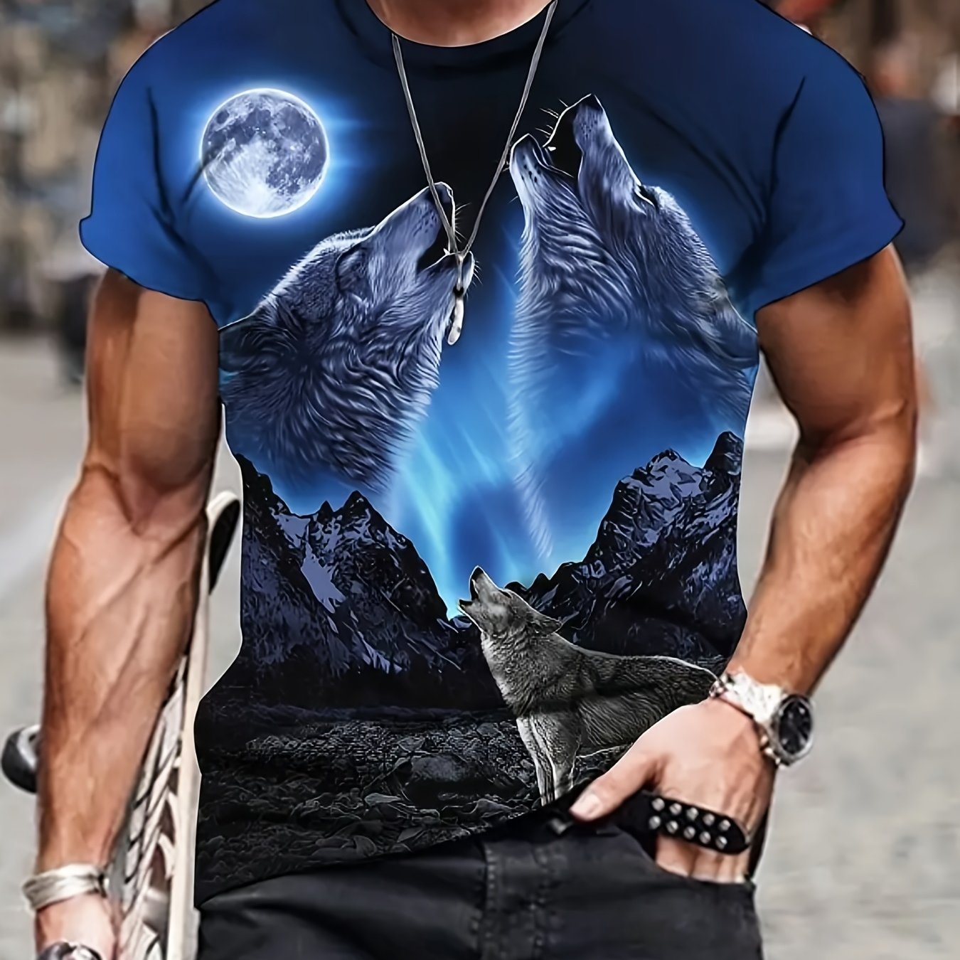 Men's 3D Pattern Print Graphic Crew Neck Active T-shirt