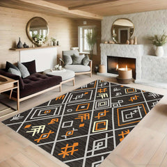 Geometric Pattern Soft Faux Sheepskin Floor Mat Machine Washable