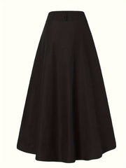  Button Detail High Rise Maxi Skirt with Pockets