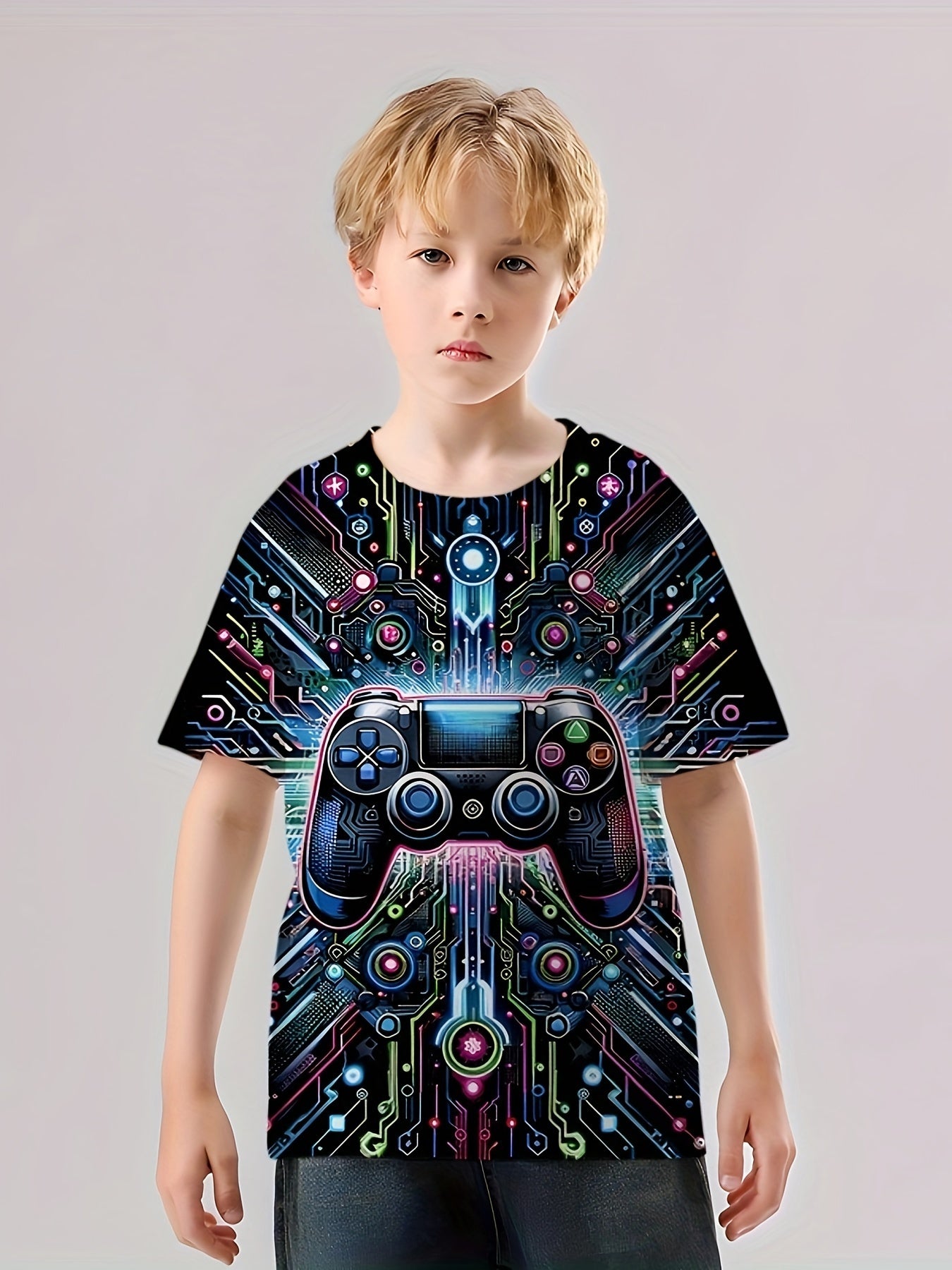 Game Controller 3D Print Boy's Casual Tee Short Sleeve