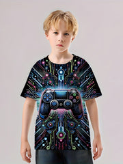 Game Controller 3D Print Boy's Casual Tee Short Sleeve