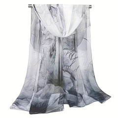 Boho Lotus Print Chiffon Scarf Vintage Shawl Breathable Hijab Sunscreen
