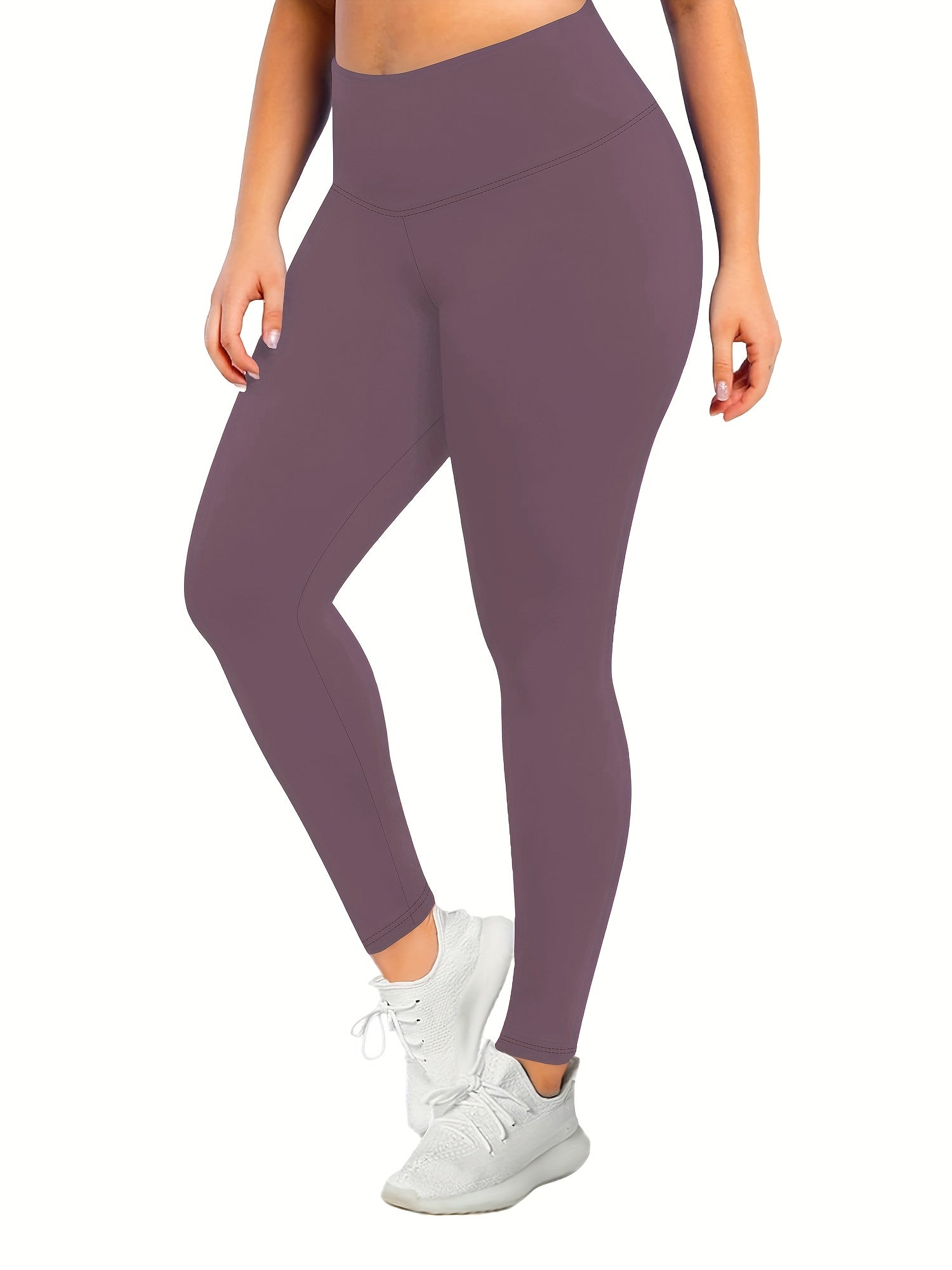  Casual Leggings Women's Plus Solid High Rise Stretchy Skinny Yoga Legg