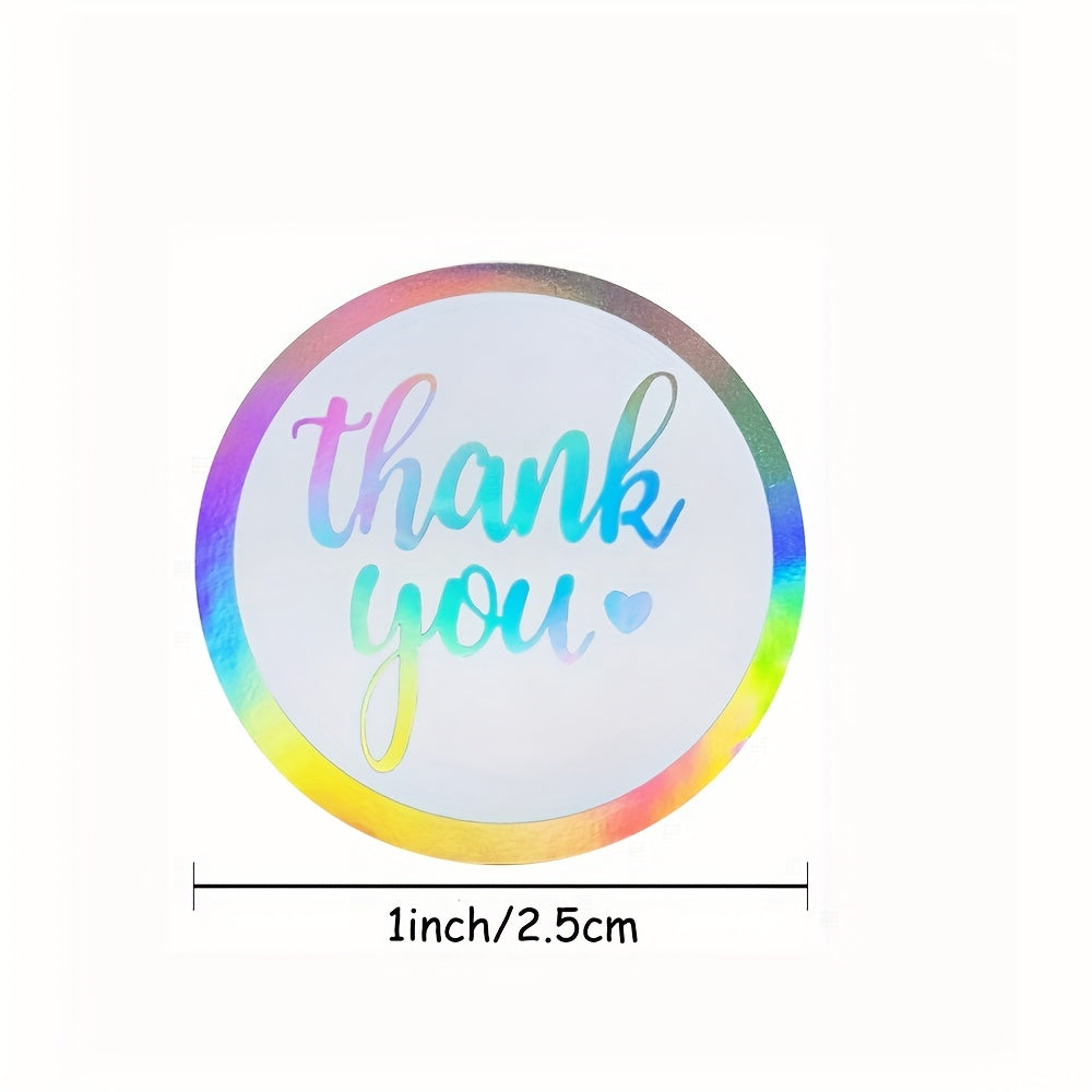 500pcs Rainbow Laser Thank You Stickers 2.54 cm for Gift Packaging Sealing