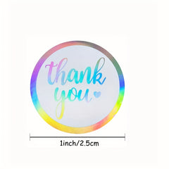500pcs Rainbow Laser Thank You Stickers 2.54 cm for Gift Packaging Sealing